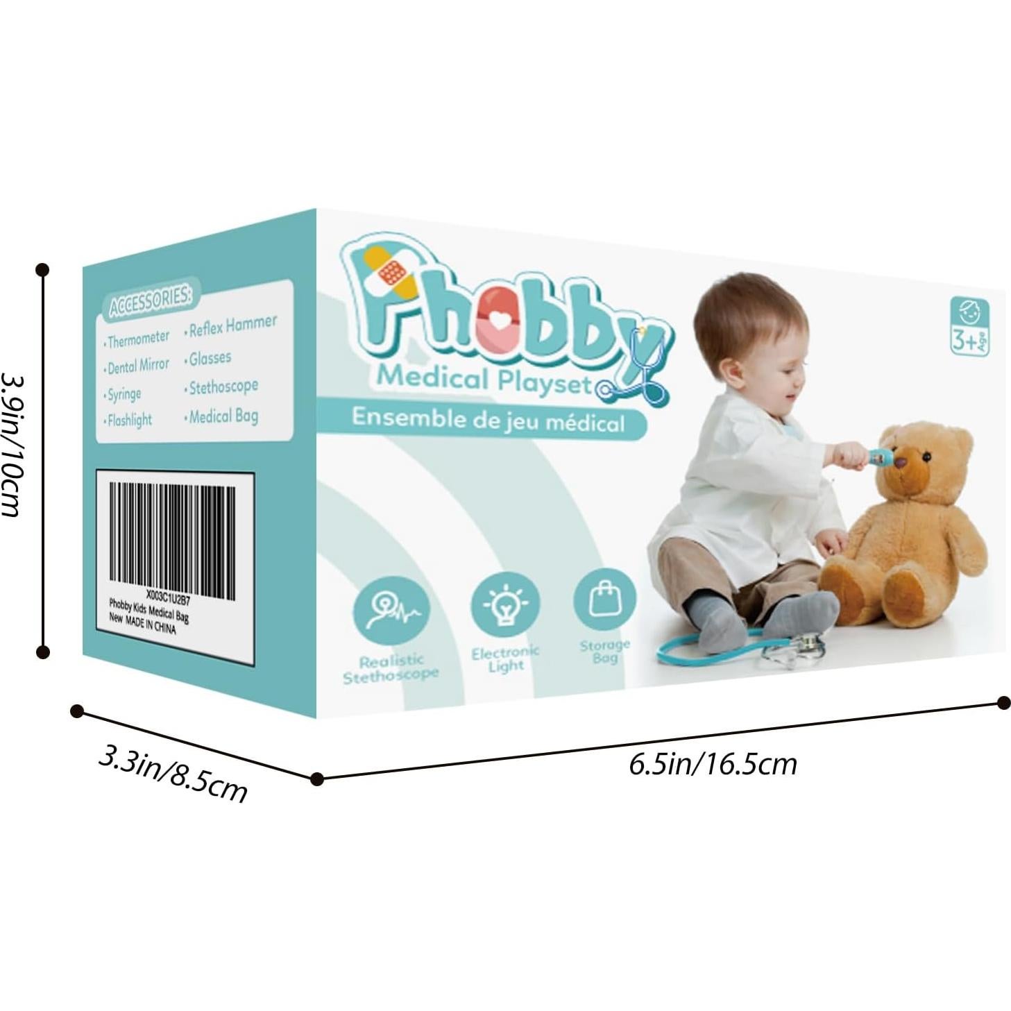 Kit de Doctor para Niños Phobby 8 Piezas con Estetoscopio