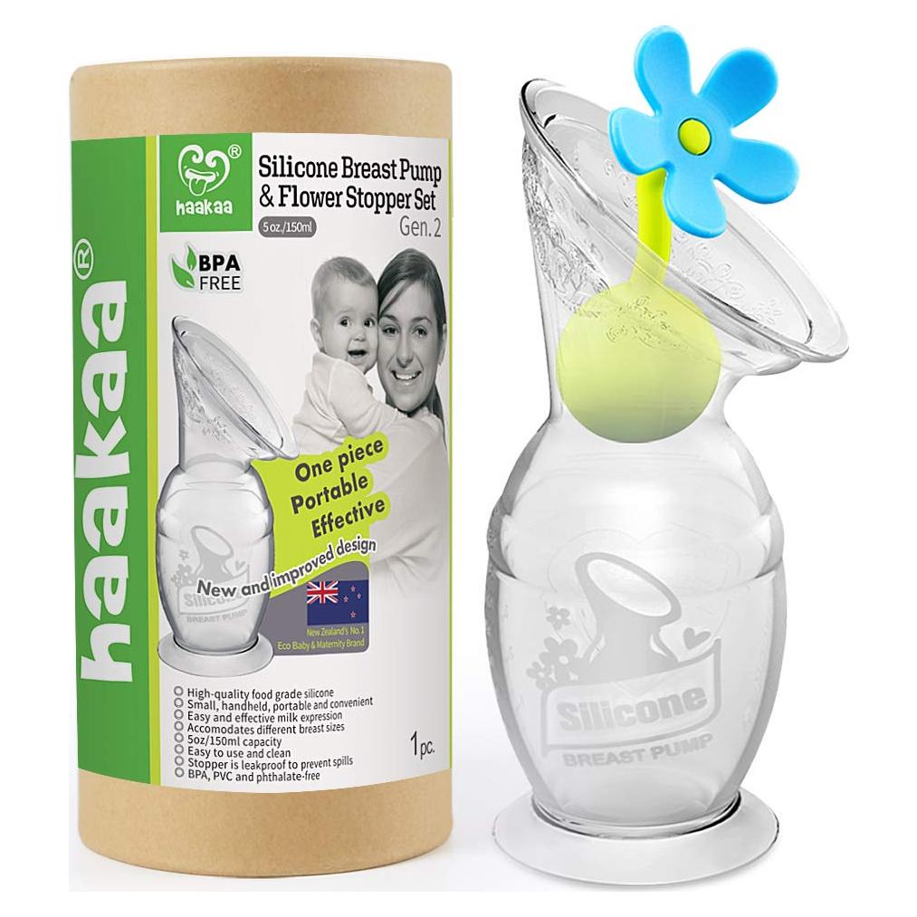 Bomba de Pecho Silicona Haakaa 150ml Azul Libre BPA