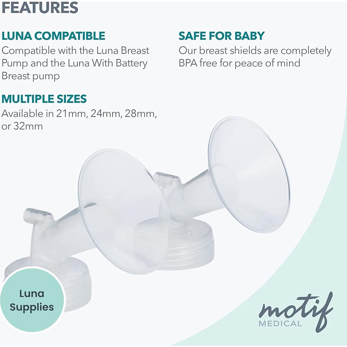 Extractor de Leche Motif Medical Luna - Flanges 16mm Comodidad