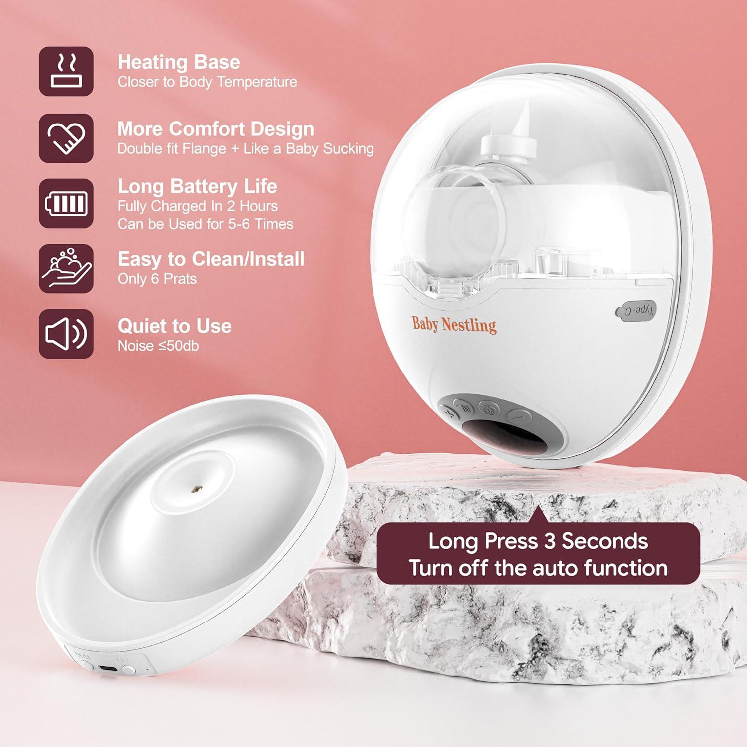 Extractor de Leche Eléctrico Baby Nestling Gris, Silencioso, 4 Modos