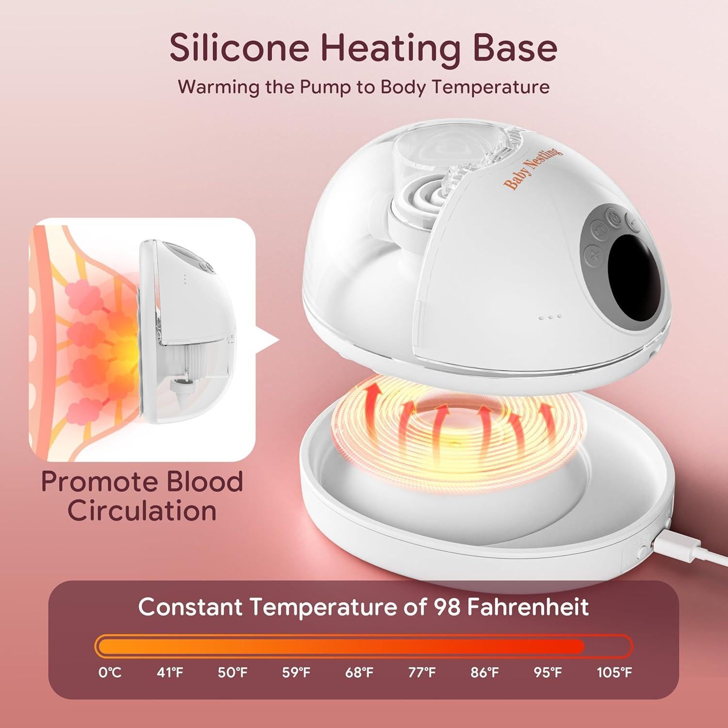 Extractor de Leche Eléctrico Baby Nestling Gris, Silencioso, 4 Modos
