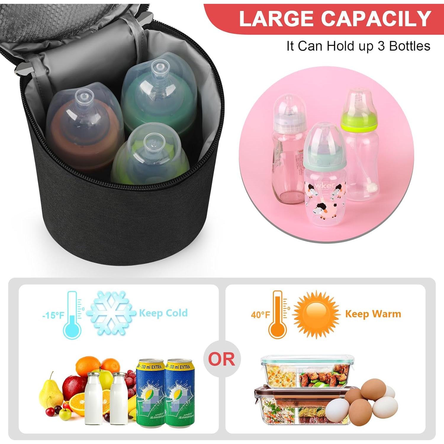 Bolsa Enfriadora de Leche Materna Accmor Negra 19x14 cm