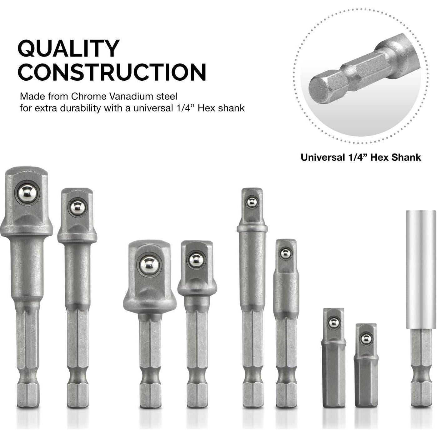 Juego de Adaptadores de Enchufe NEIKO 00257 - 9 Piezas Acero CrV