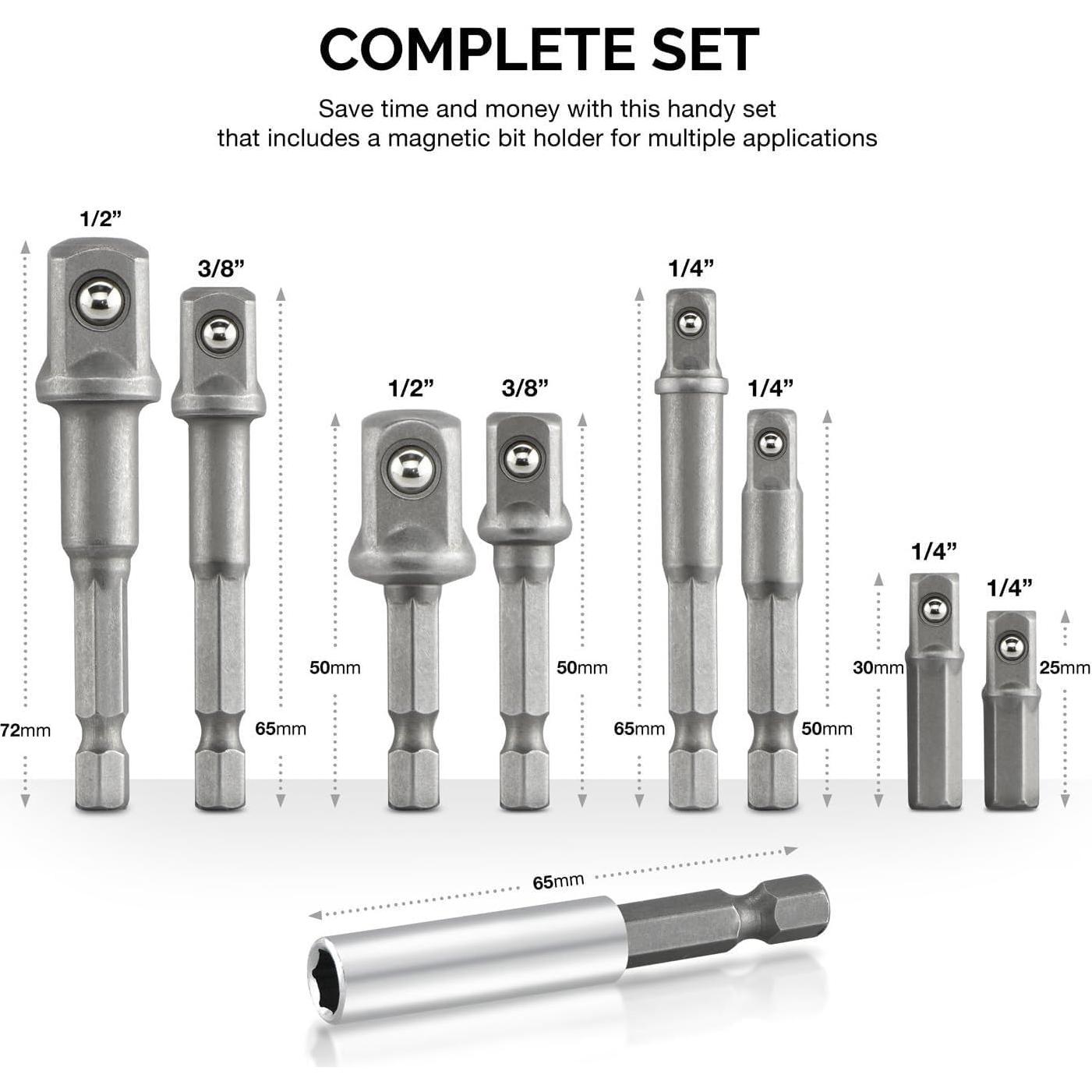 Juego de Adaptadores de Enchufe NEIKO 00257 - 9 Piezas Acero CrV