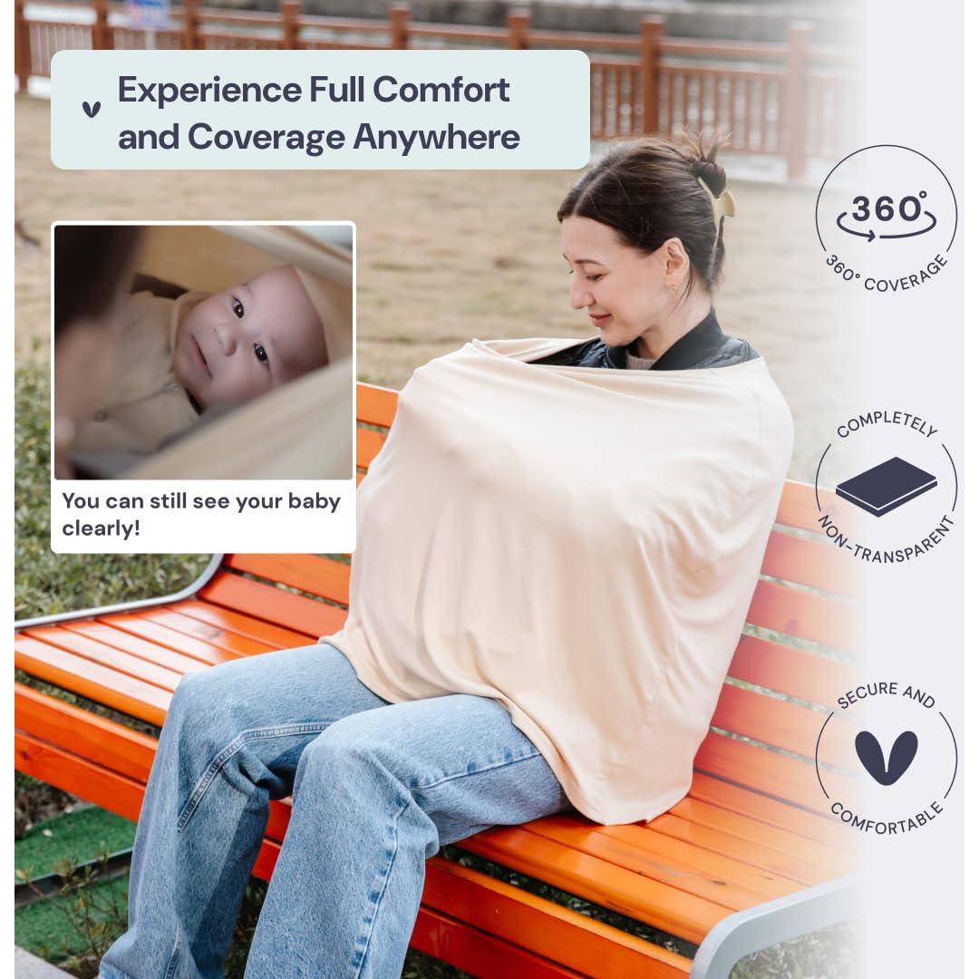 Cubierta de Lactancia BabbleRoo Crema de Mantequilla - Suave y Transpirable