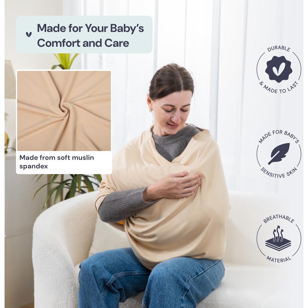 Cubierta de Lactancia BabbleRoo Crema de Mantequilla - Suave y Transpirable