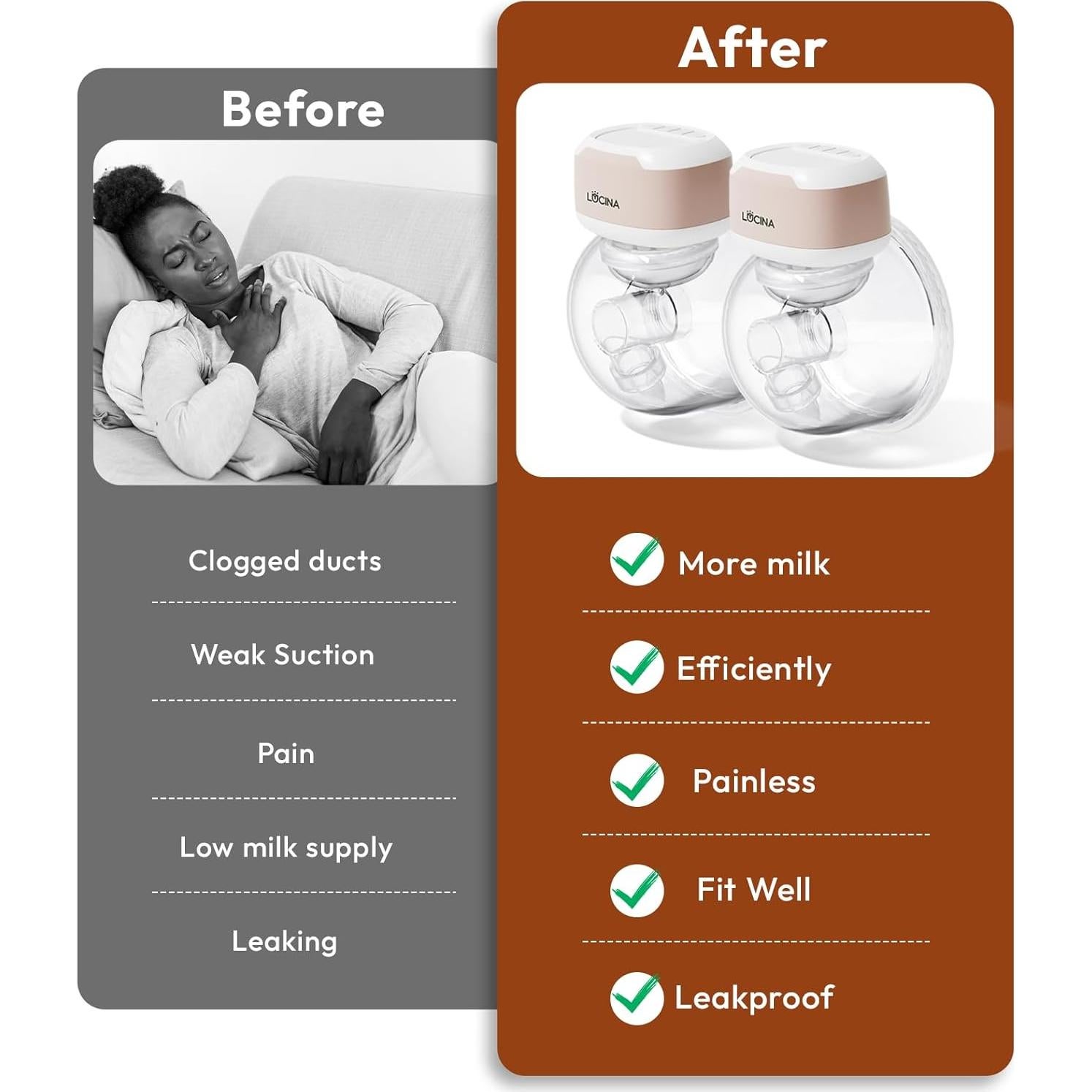 Bomba de Pecho Eléctrica Portátil Lucina Baby Rosa 150ml