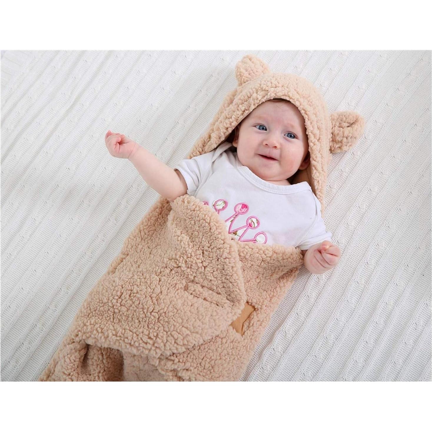 Manta Swaddle para Bebés XMWEALTHY con Capucha Oso Marrón