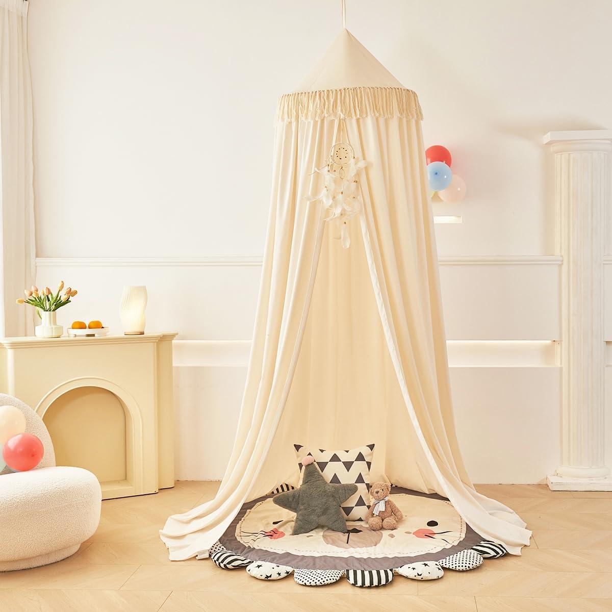 Dosel para Cama de Niños Mengersi Marfil 240 cm con Borlas