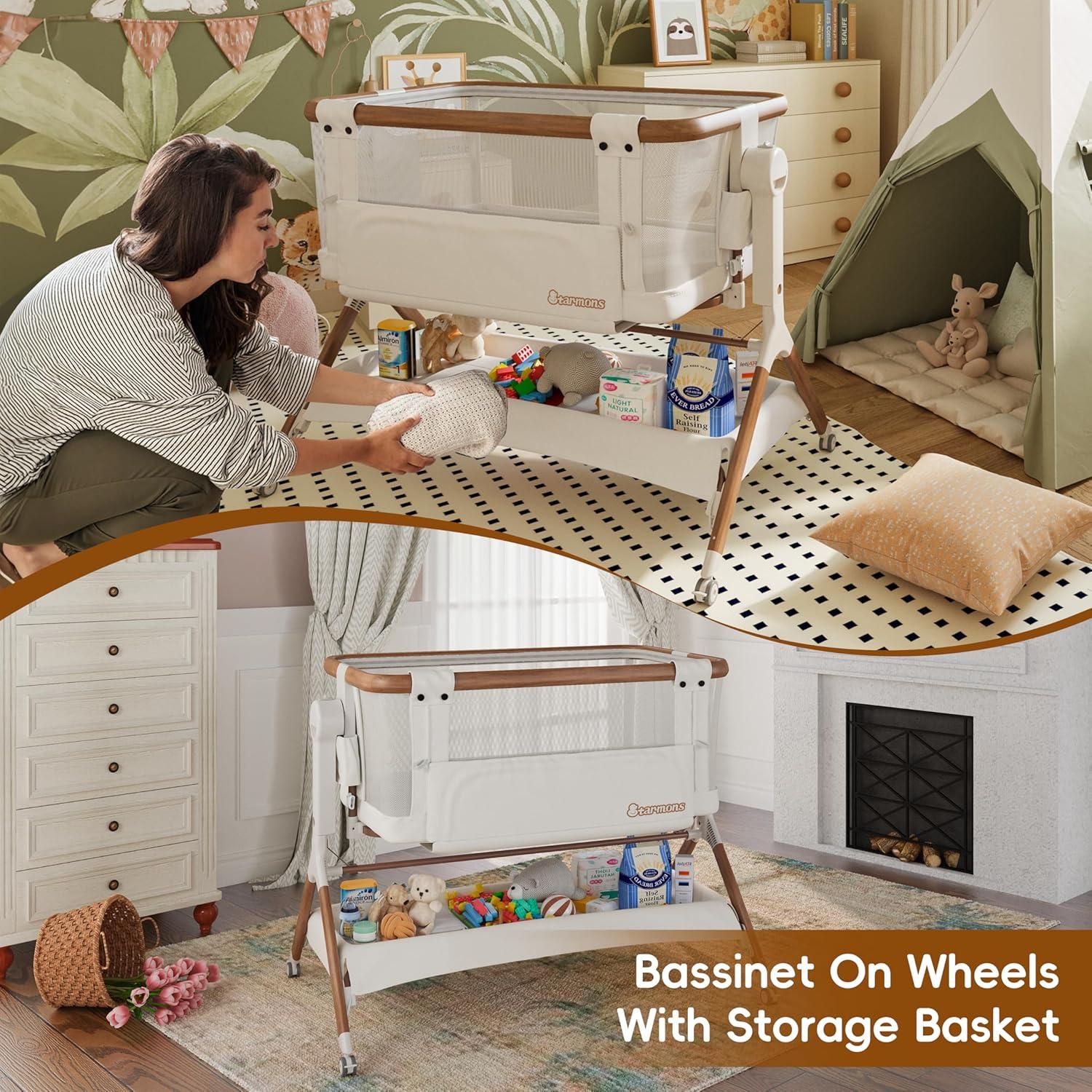 Cuna Lateral Starmons 3 en 1 Ajustable 6 Alturas Malla Transpirable