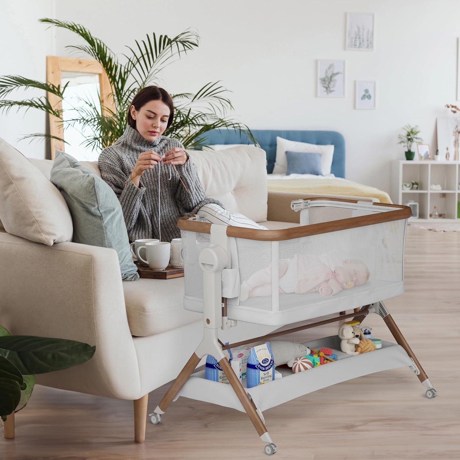 Cuna Lateral Starmons 3 en 1 Ajustable 6 Alturas Malla Transpirable