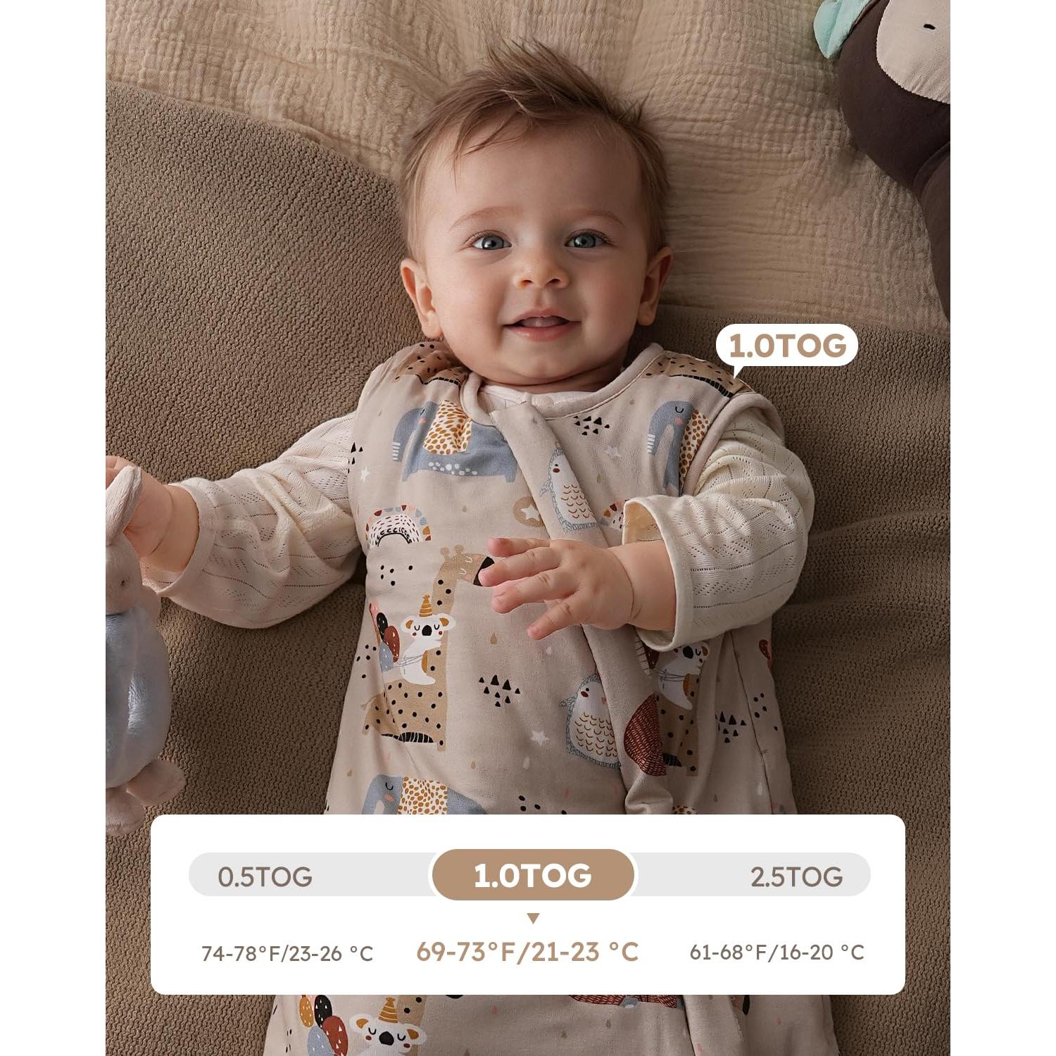 Saco de dormir para bebés Yoofoss 0-6 meses 1.0 Tog rayón de bambú