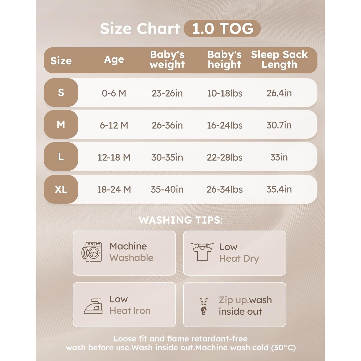 Saco de dormir para bebés Yoofoss 0-6 meses 1.0 Tog rayón de bambú