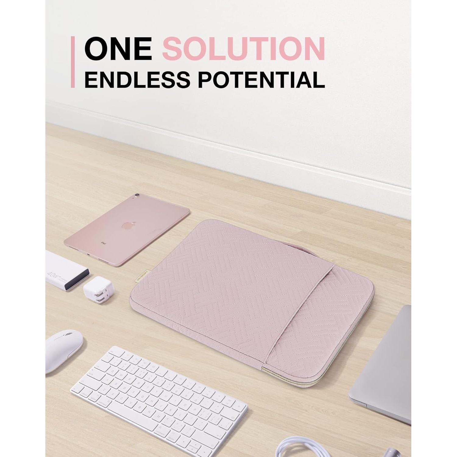 BAGSMART Funda para Laptop 13-14" Rosa Bebé con Accesorios