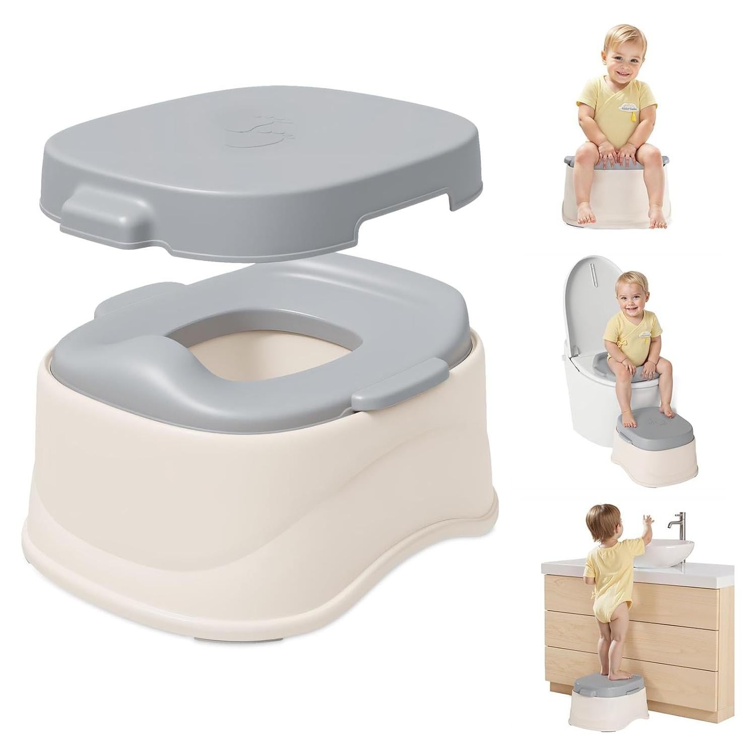 Inodoro de Entrenamiento 3-en-1 SRGAFIX Crema y Gris