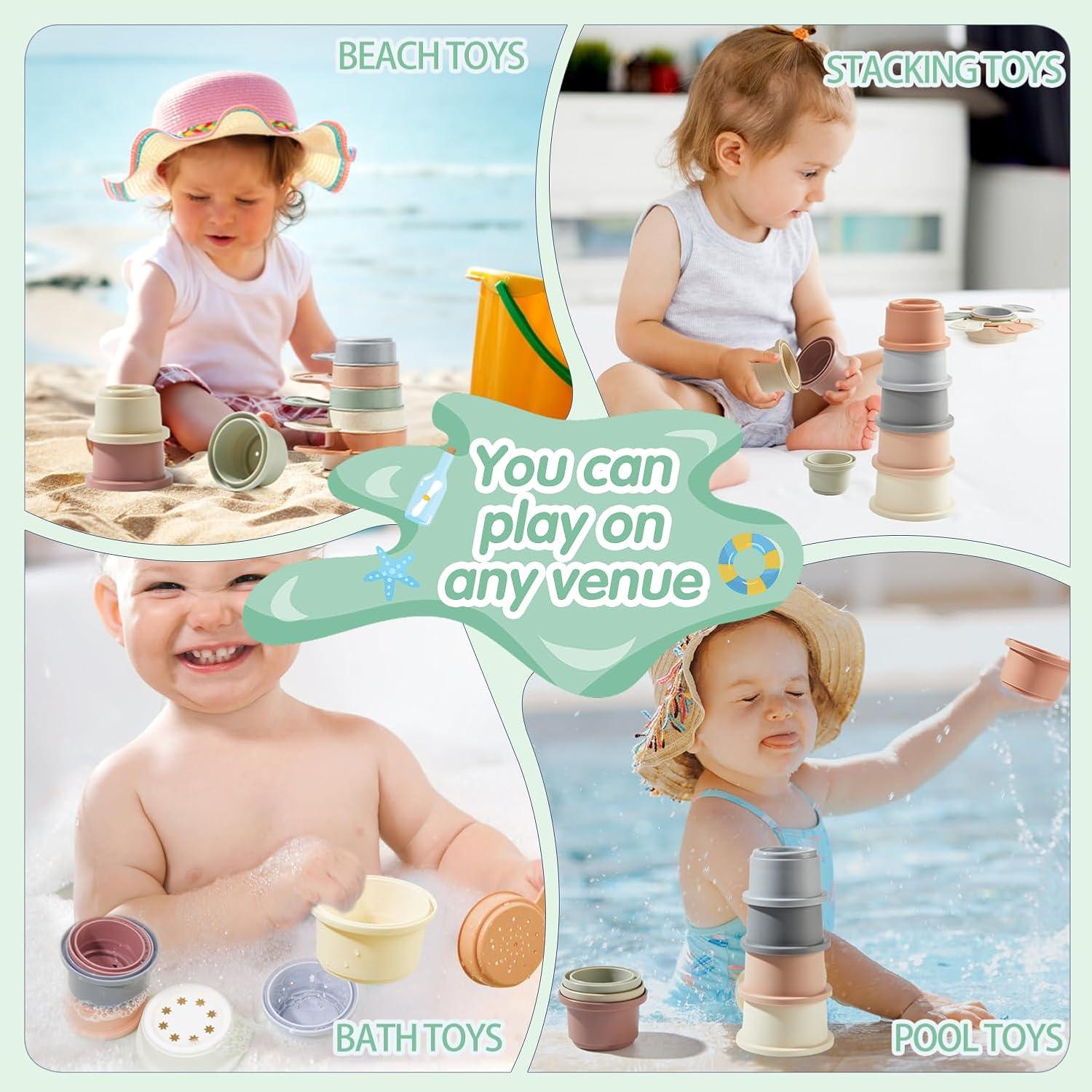 Juguetes de baño AMCHSURI 14 PCS para bebés 6-15 meses