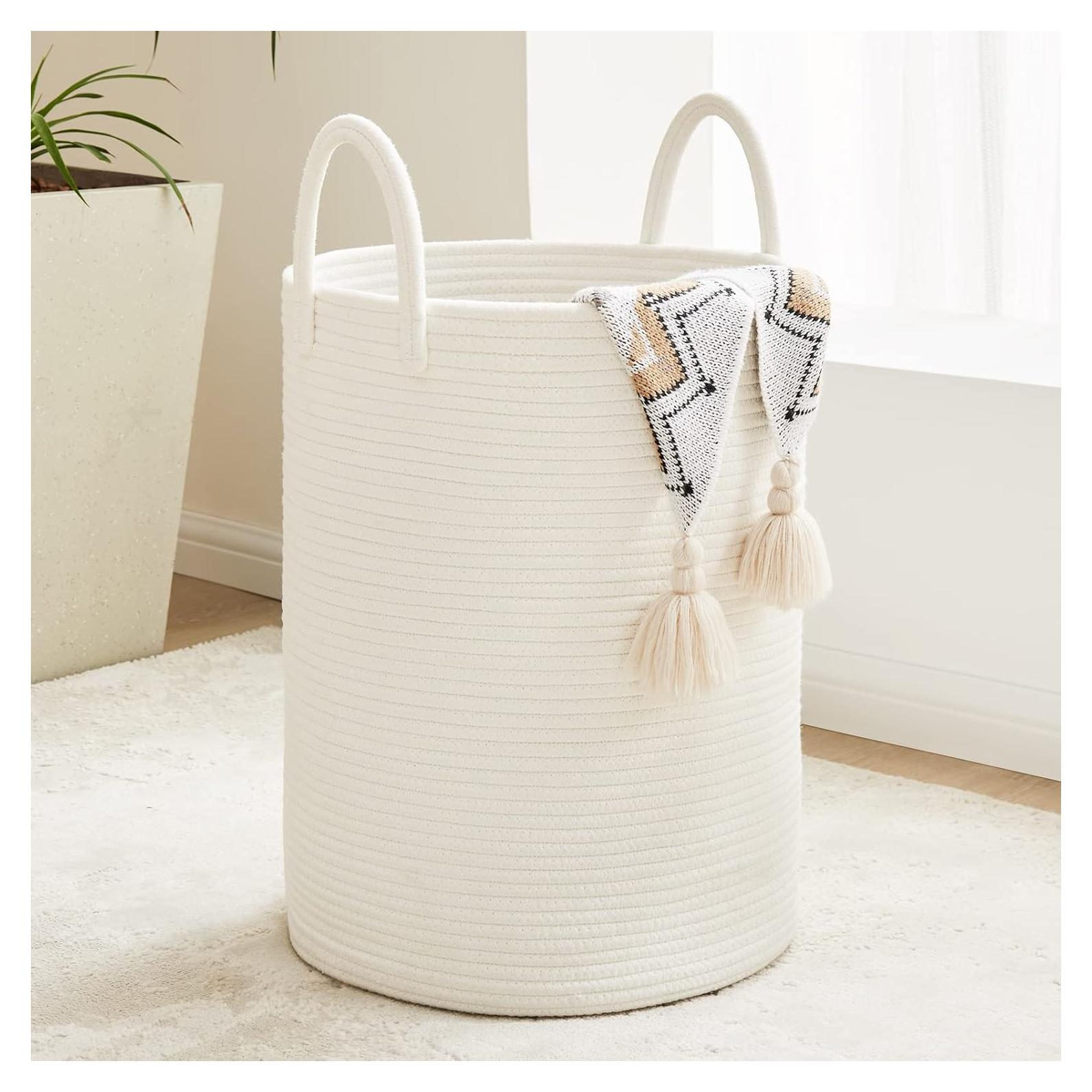 Cesta de lavandería grande 72L Fiona's magic algodón beige