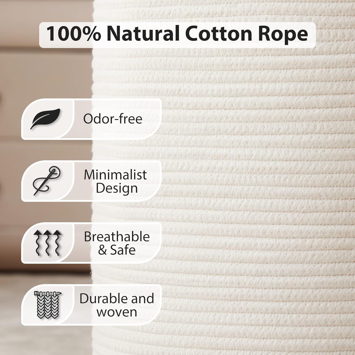 Cesta de lavandería grande 72L Fiona's magic algodón beige