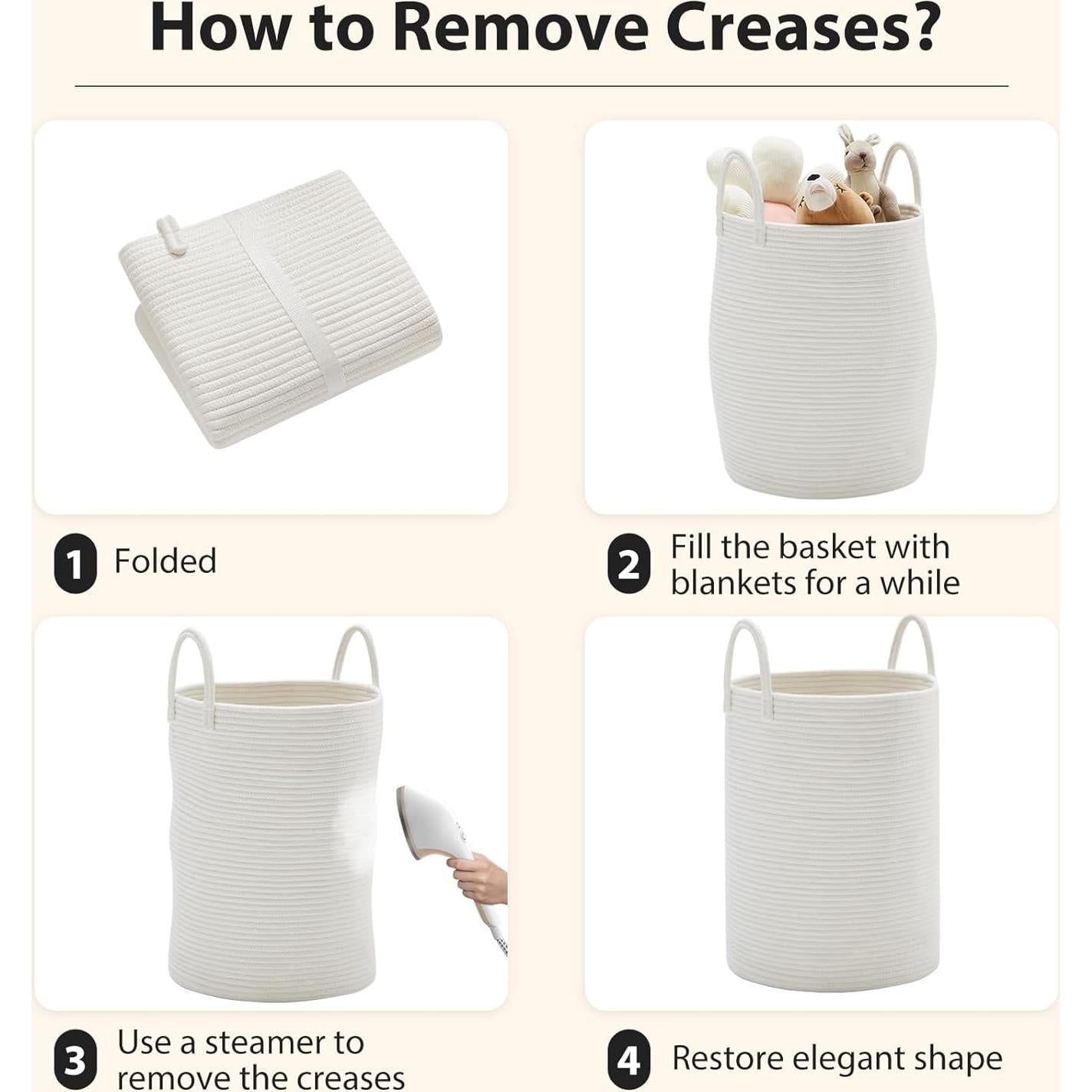 Cesta de lavandería grande 72L Fiona's magic algodón beige