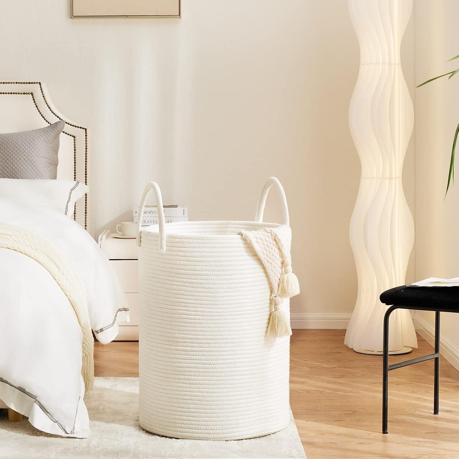 Cesta de lavandería grande 72L Fiona's magic algodón beige