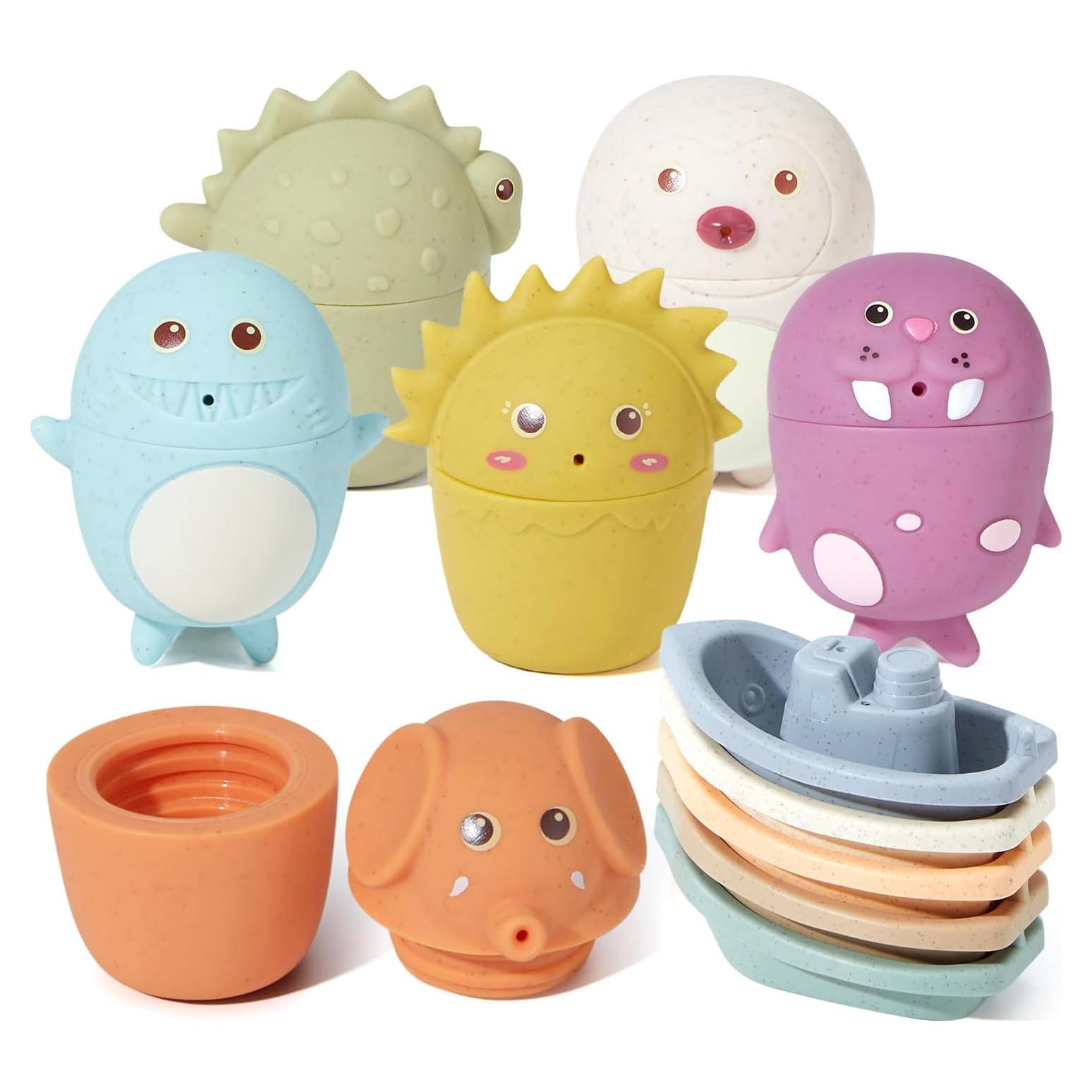 Juguetes de Baño para Bebés AMCHSURI 11PCS Barcos y Animales