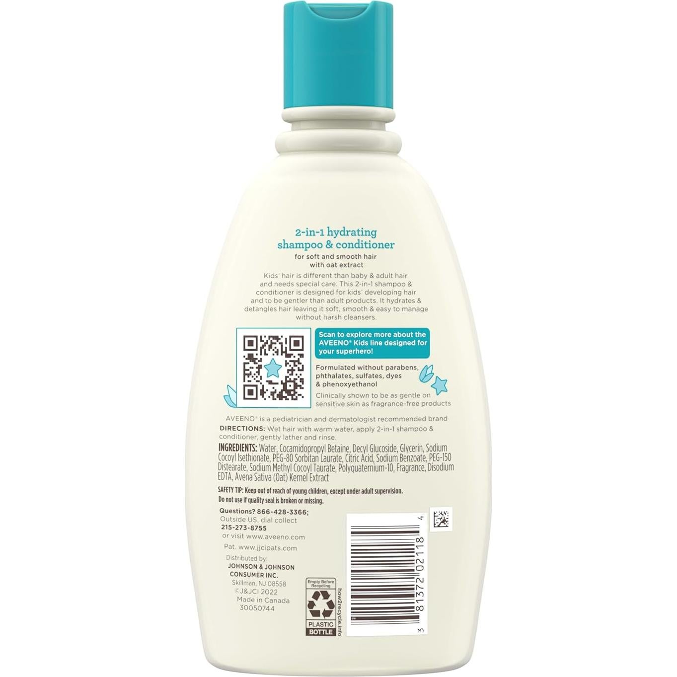 Aveeno Niños Champú y Acondicionador 2-en-1 Hidratante 354 ml