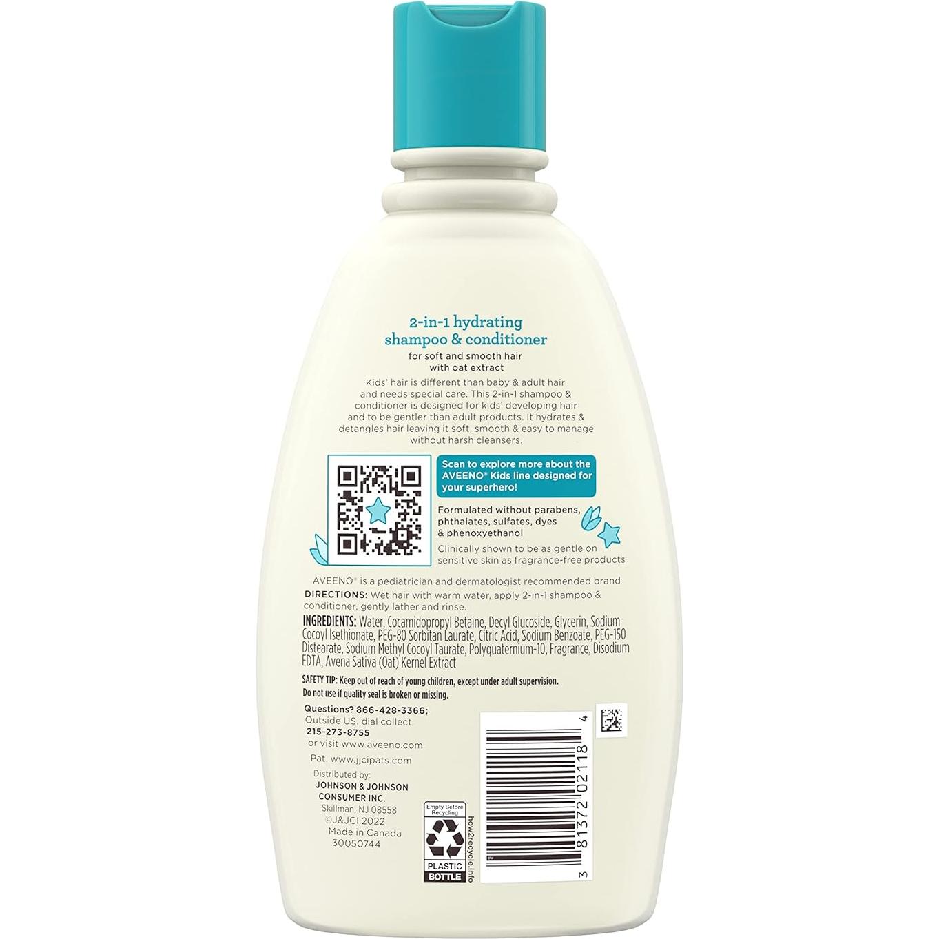 Aveeno Niños Champú y Acondicionador 2-en-1 Hidratante 354 ml
