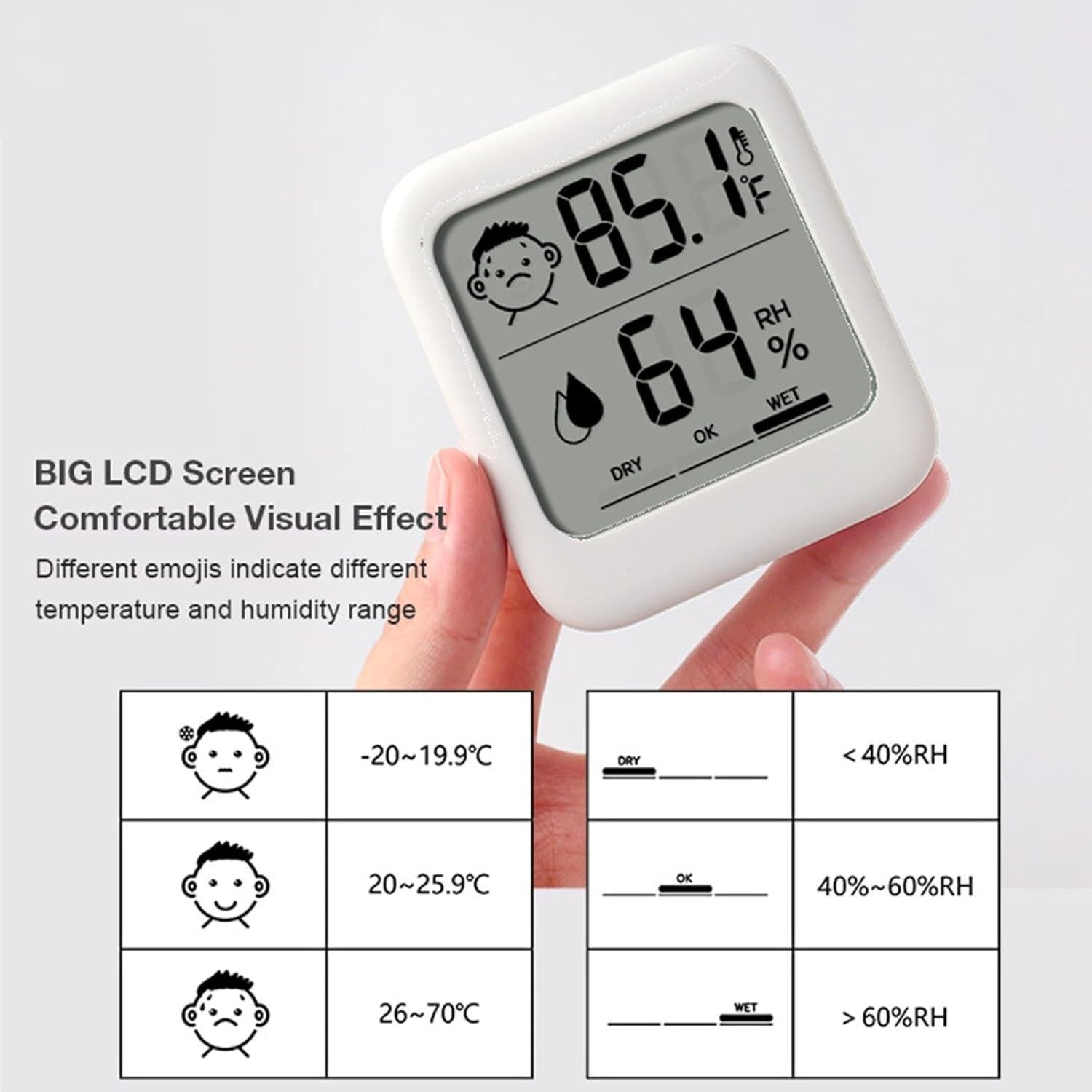 Termómetro Digital y Higrómetro HATUSOKU HSK-2212-01 con Pantalla de Confort