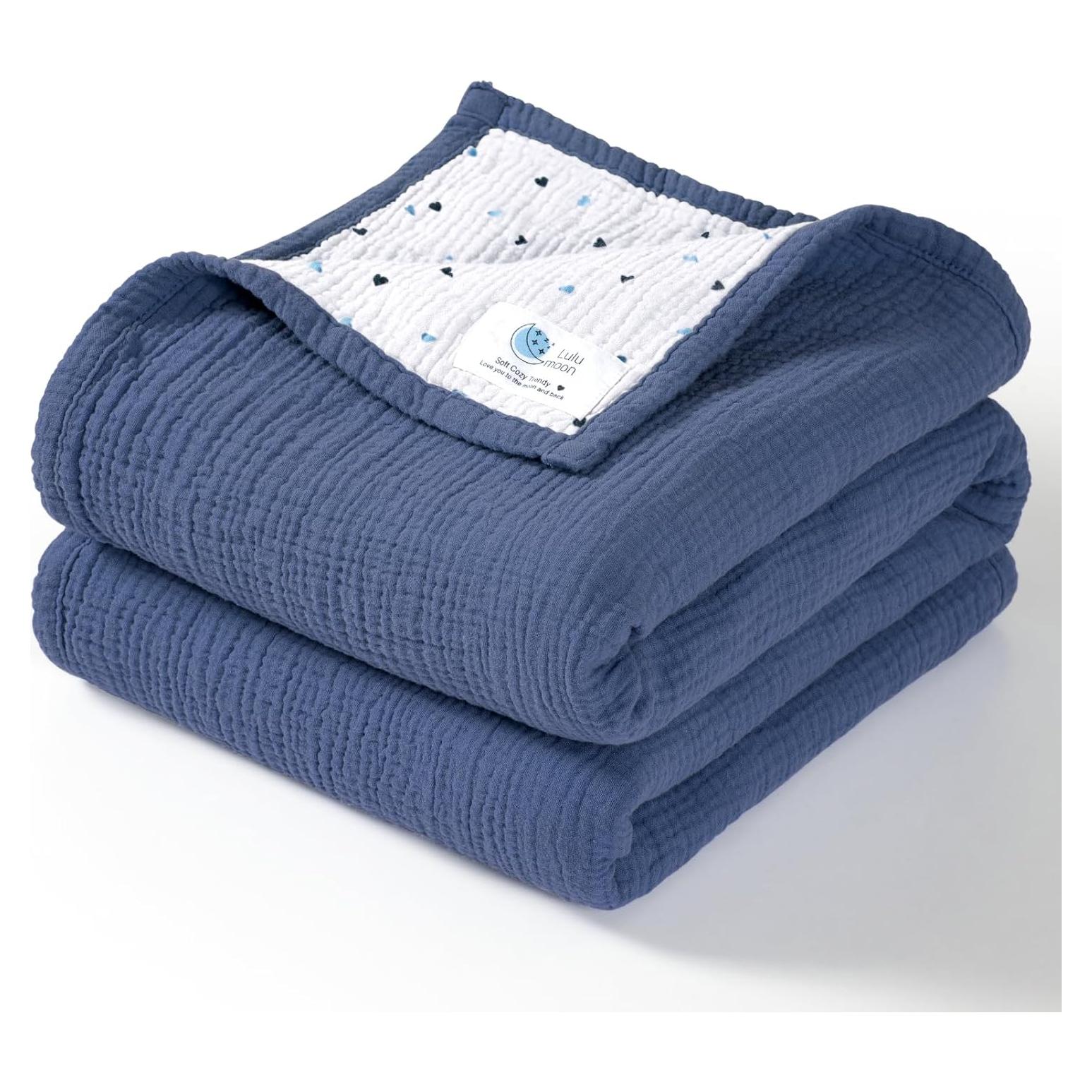 Manta de Muselina Lulumoon 100% Algodón 119x119 cm Azul