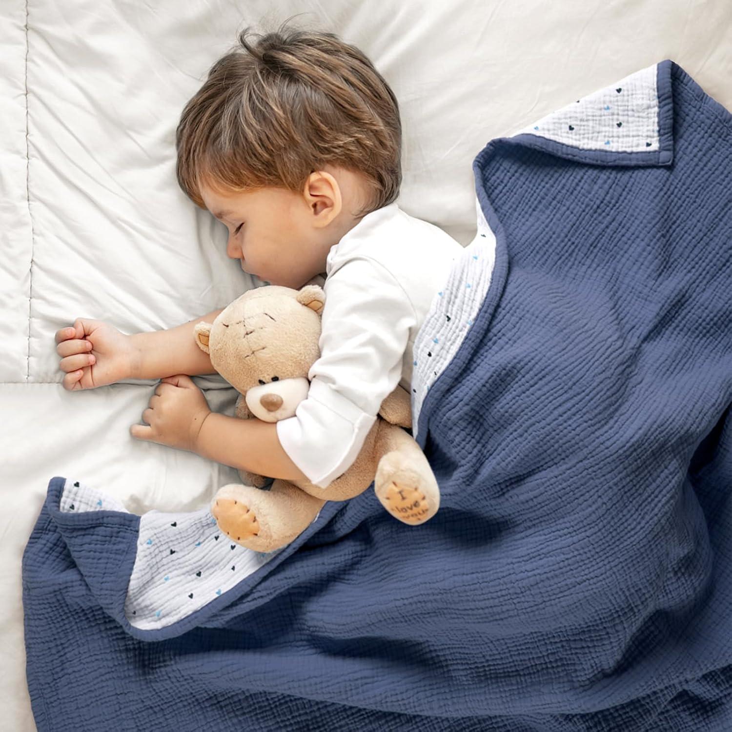 Manta de Muselina Lulumoon 100% Algodón 119x119 cm Azul