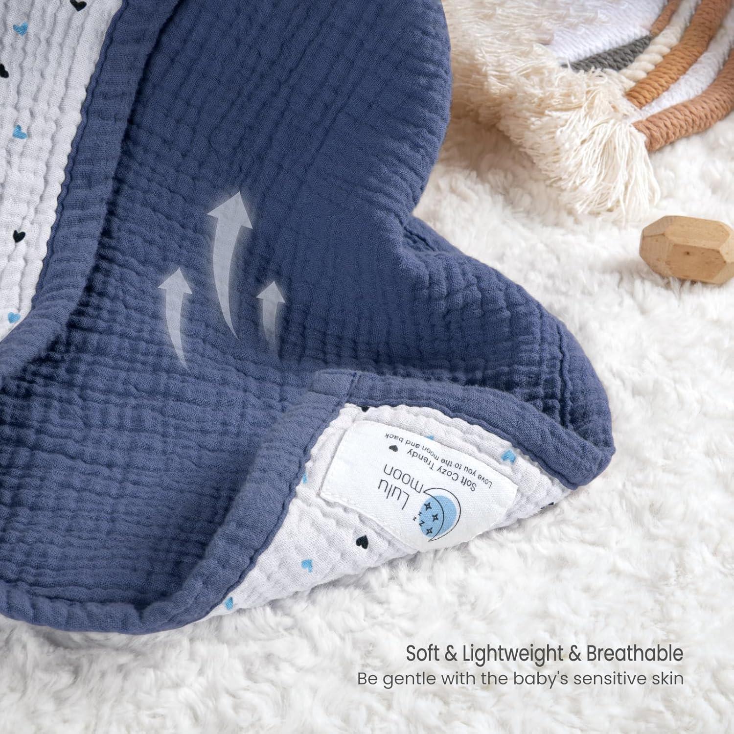 Manta de Muselina Lulumoon 100% Algodón 119x119 cm Azul