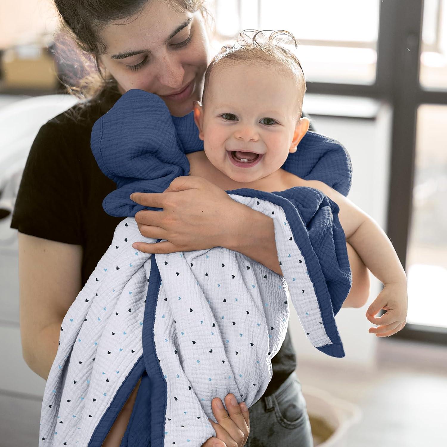 Manta de Muselina Lulumoon 100% Algodón 119x119 cm Azul