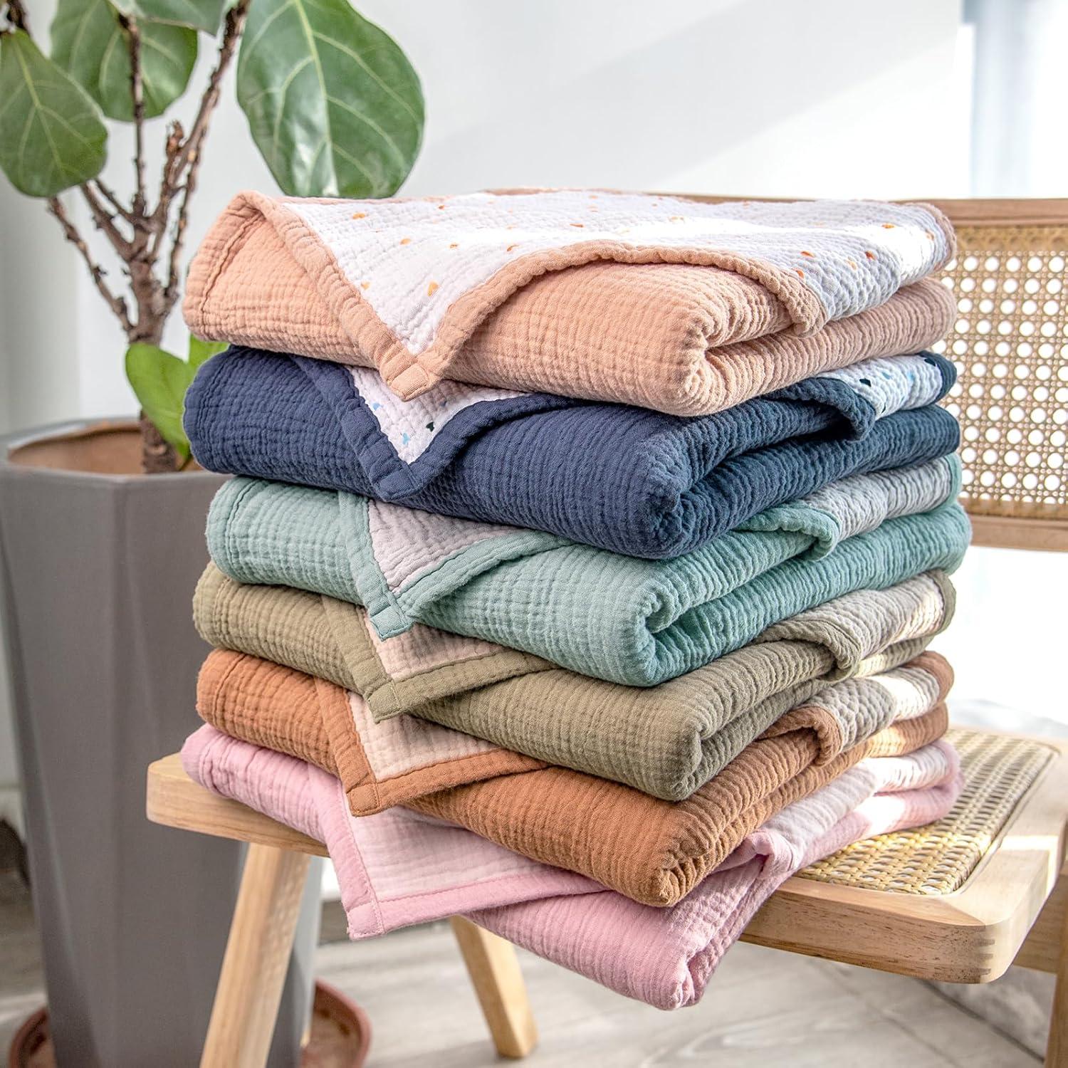 Manta de Muselina Lulumoon 100% Algodón 119x119 cm Azul