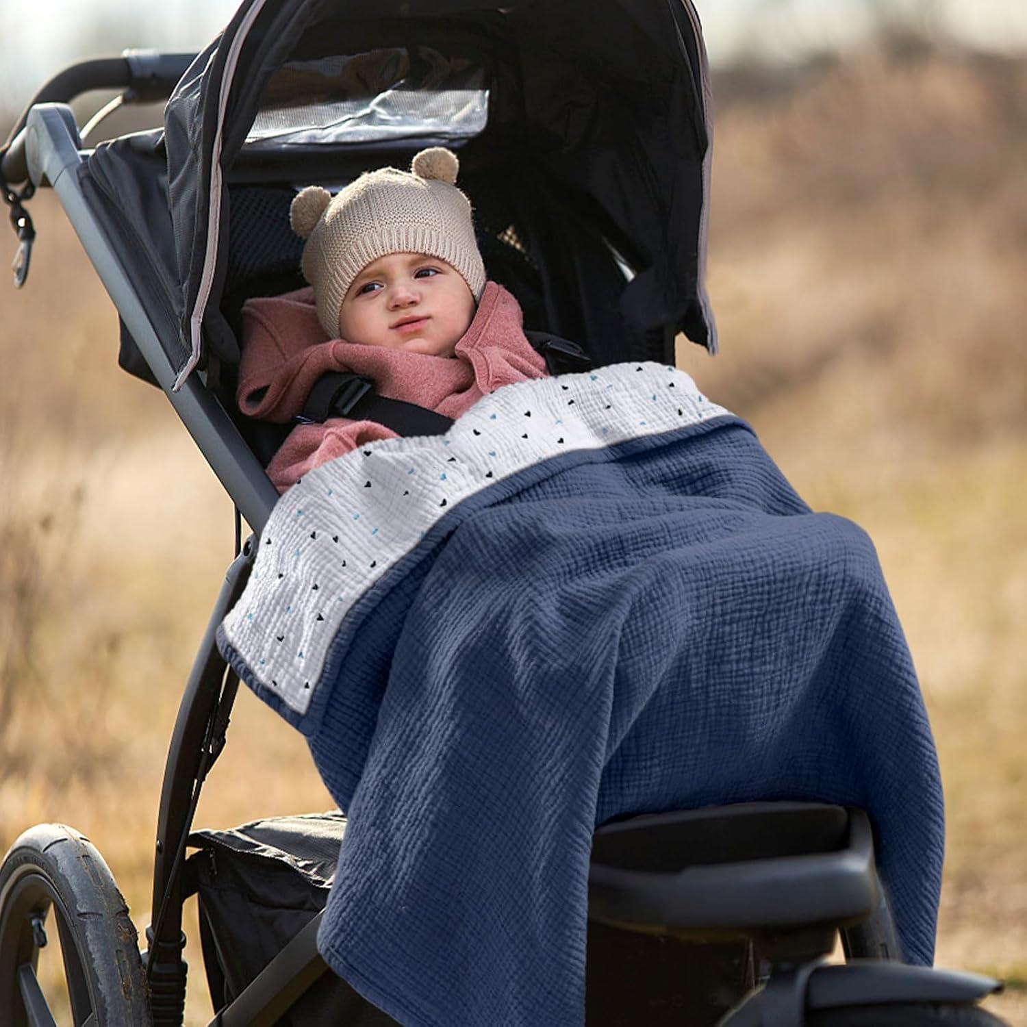 Manta de Muselina Lulumoon 100% Algodón 119x119 cm Azul