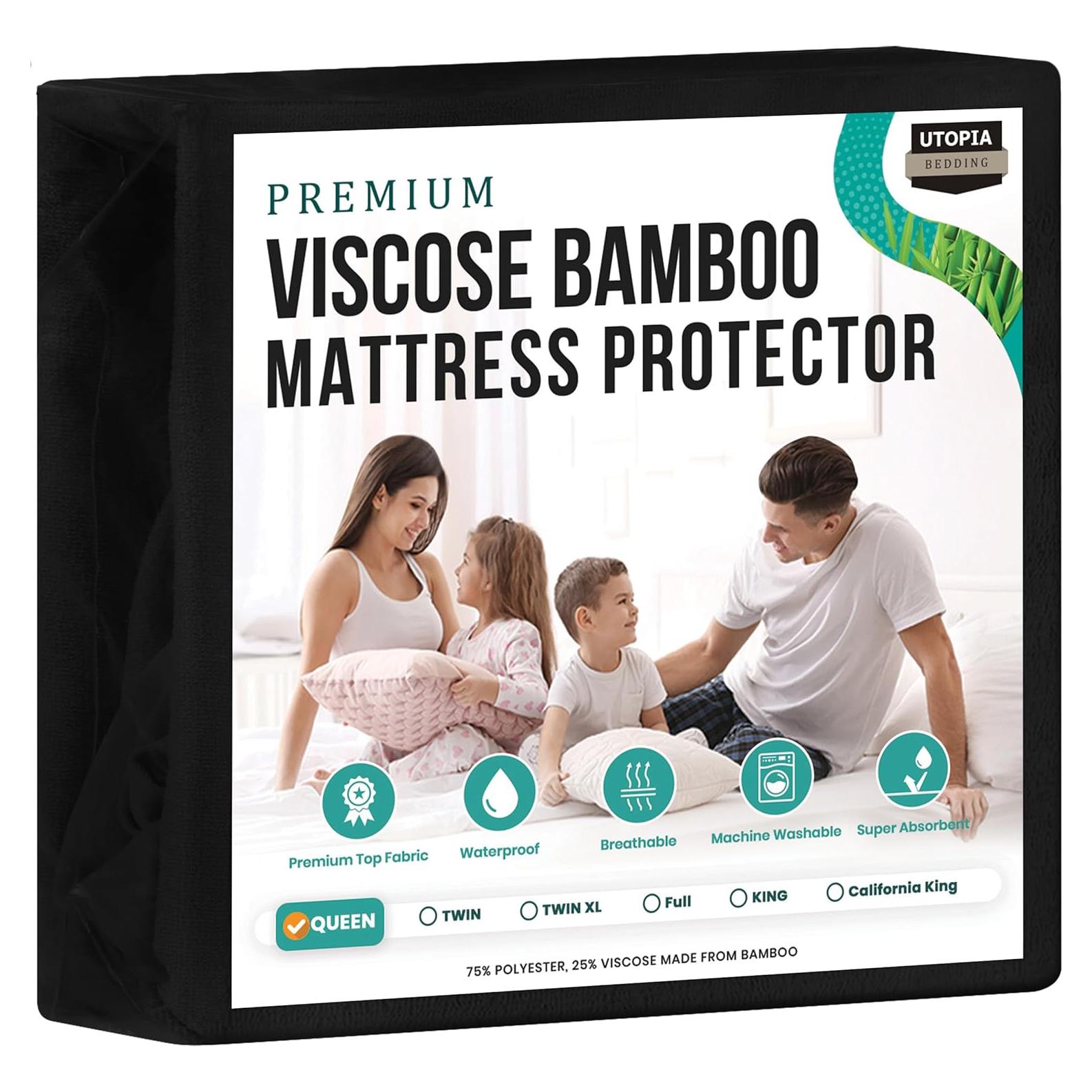 Protector de Colchón Impermeable Utopia Bedding Reina Negro