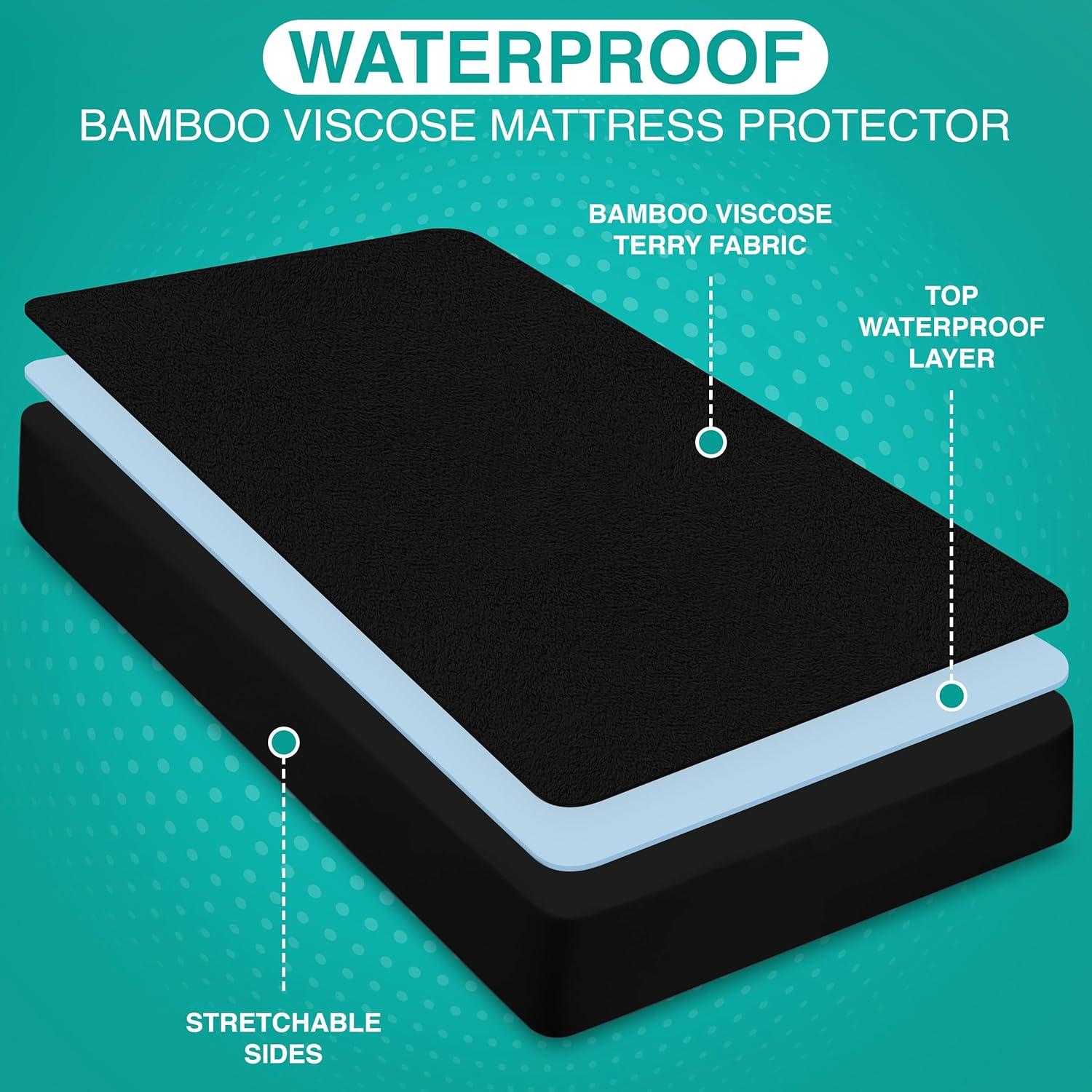 Protector de Colchón Impermeable Utopia Bedding Reina Negro