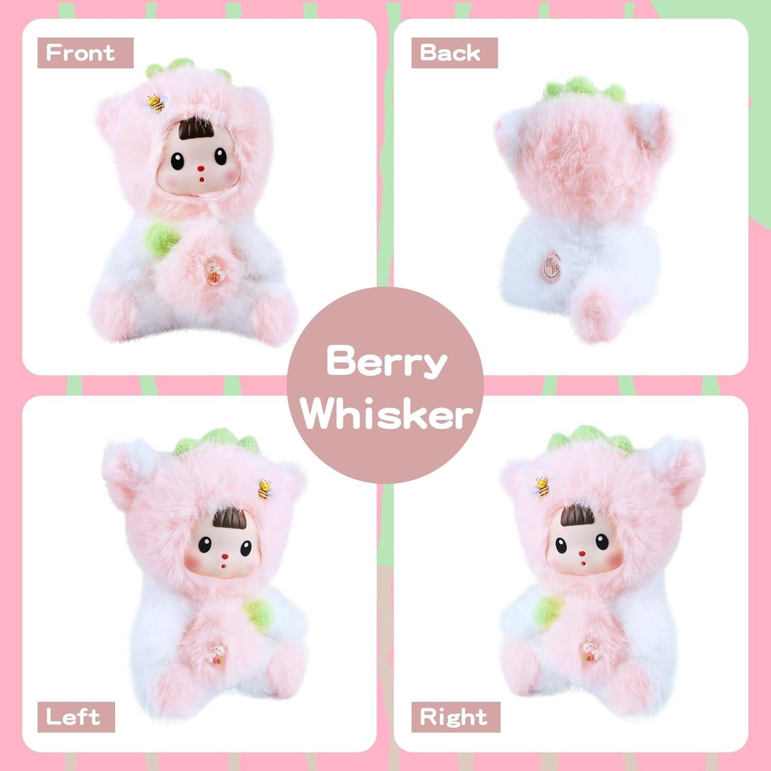 Muñeca de Peluche Kawaii Gato Fresa Rosa 18 cm