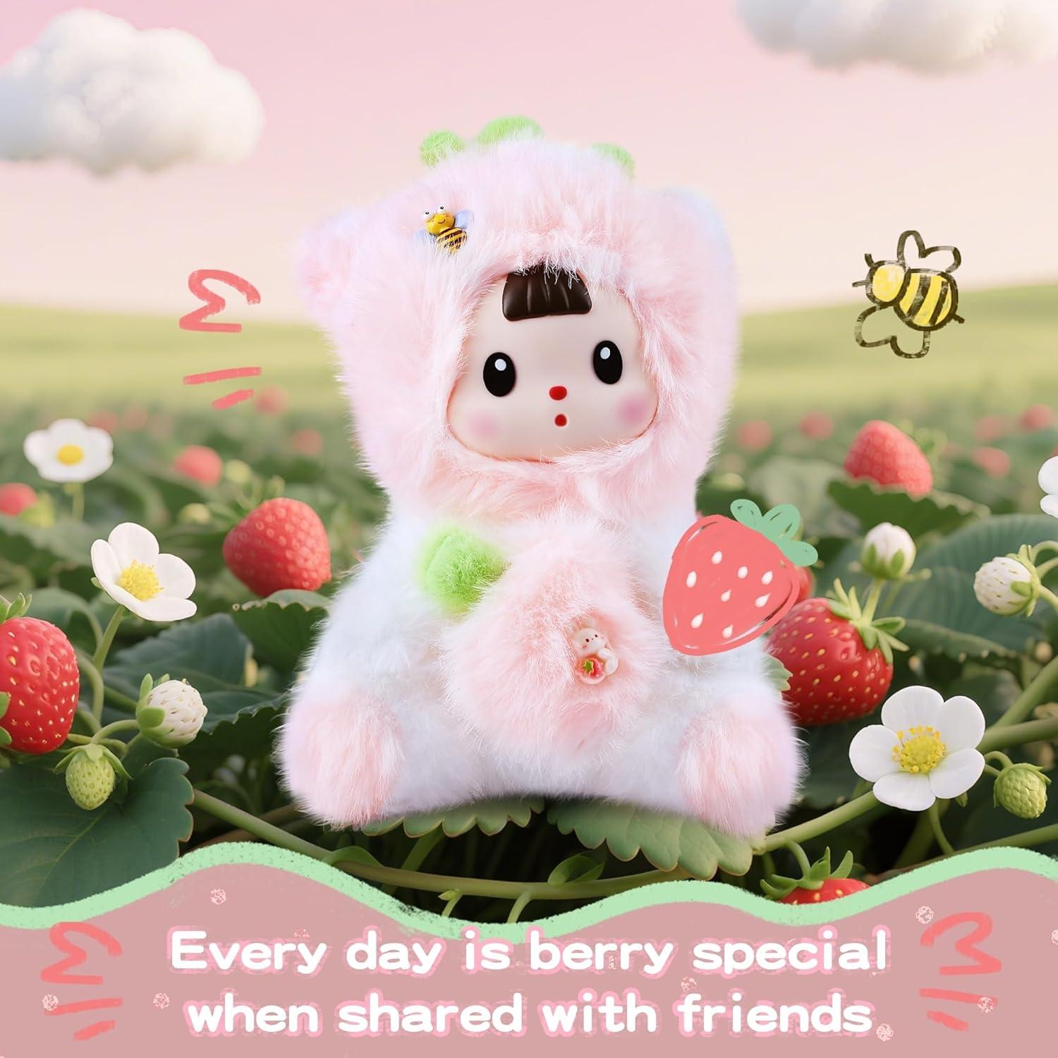 Muñeca de Peluche Kawaii Gato Fresa Rosa 18 cm