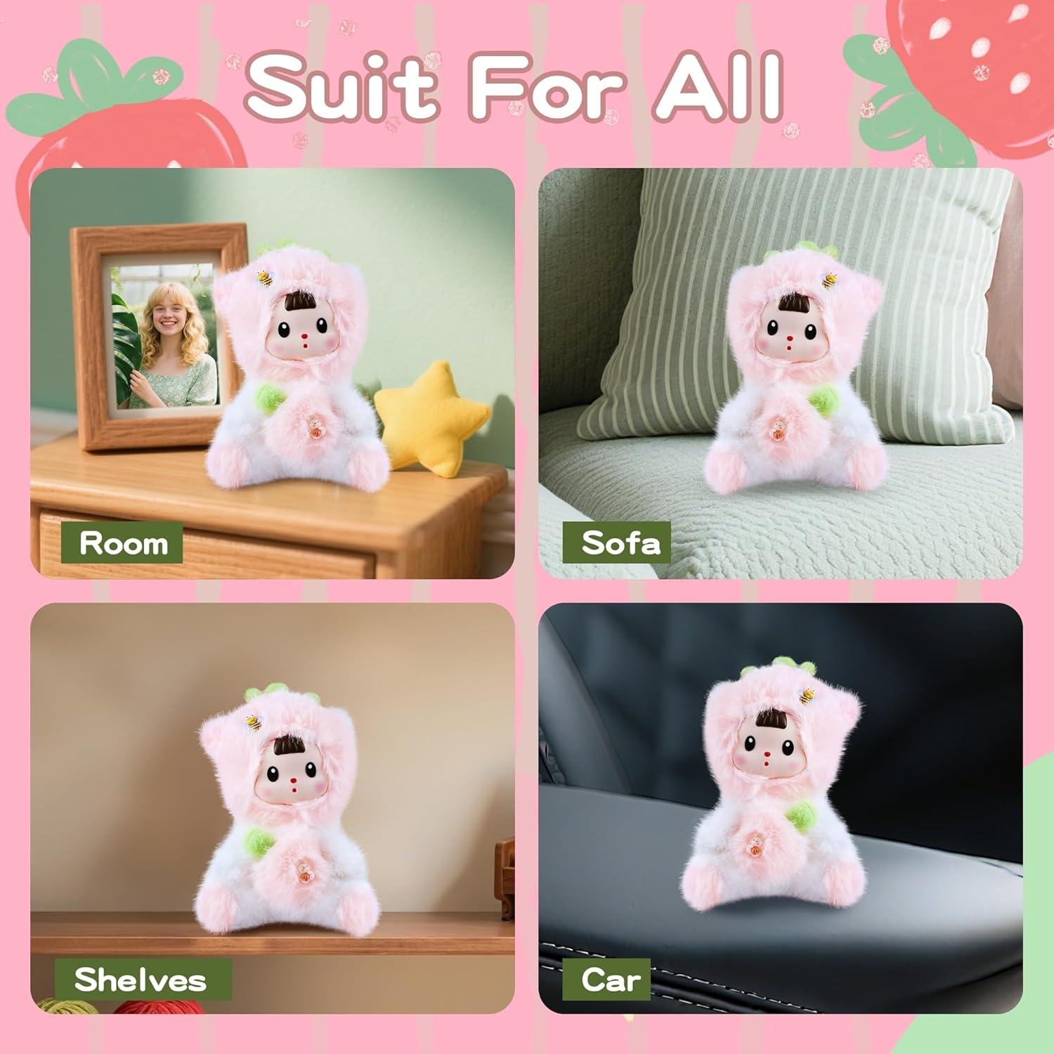 Muñeca de Peluche Kawaii Gato Fresa Rosa 18 cm