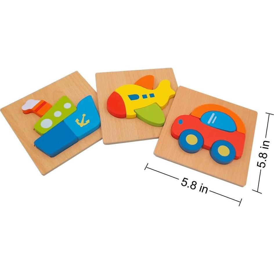 Juego de Rompecabezas de Madera DreamsEden - 3 Vehículos