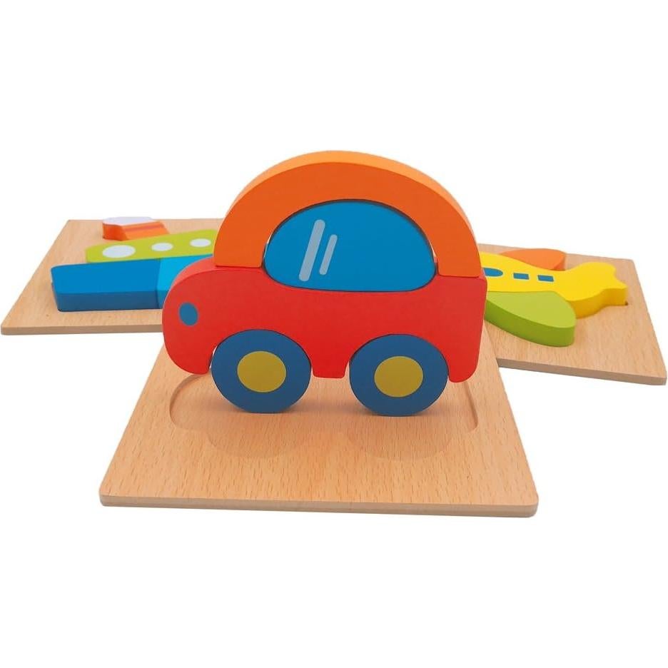 Juego de Rompecabezas de Madera DreamsEden - 3 Vehículos