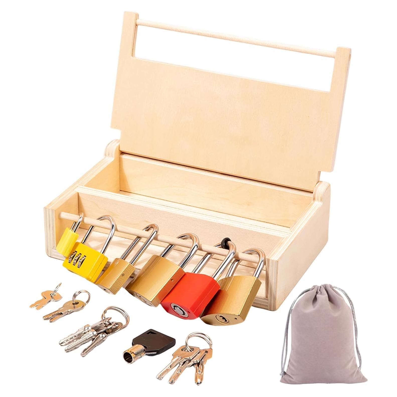 Juego de Llave y Cerradura Montessori MIKNEKE - 6 Cerraduras