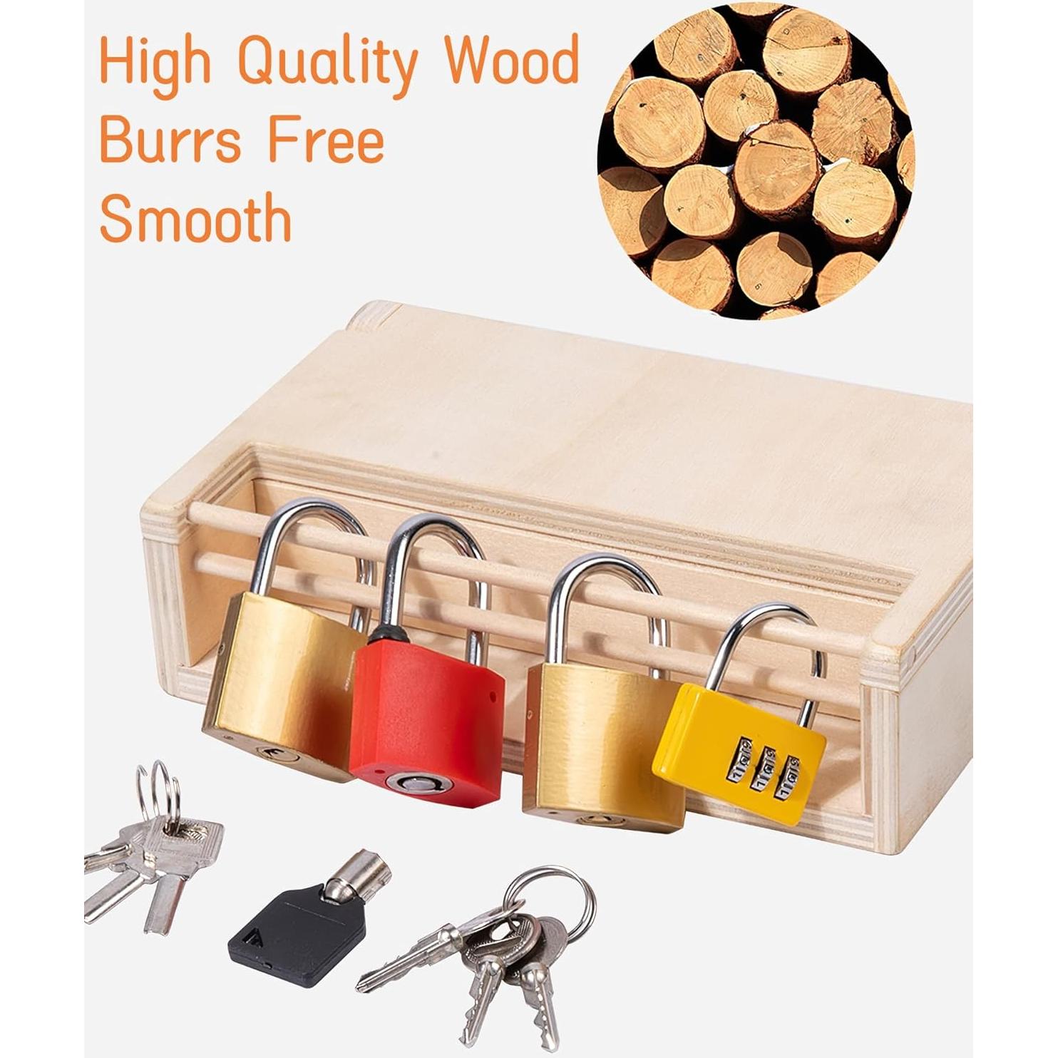 Juego de Llave y Cerradura Montessori MIKNEKE - 6 Cerraduras