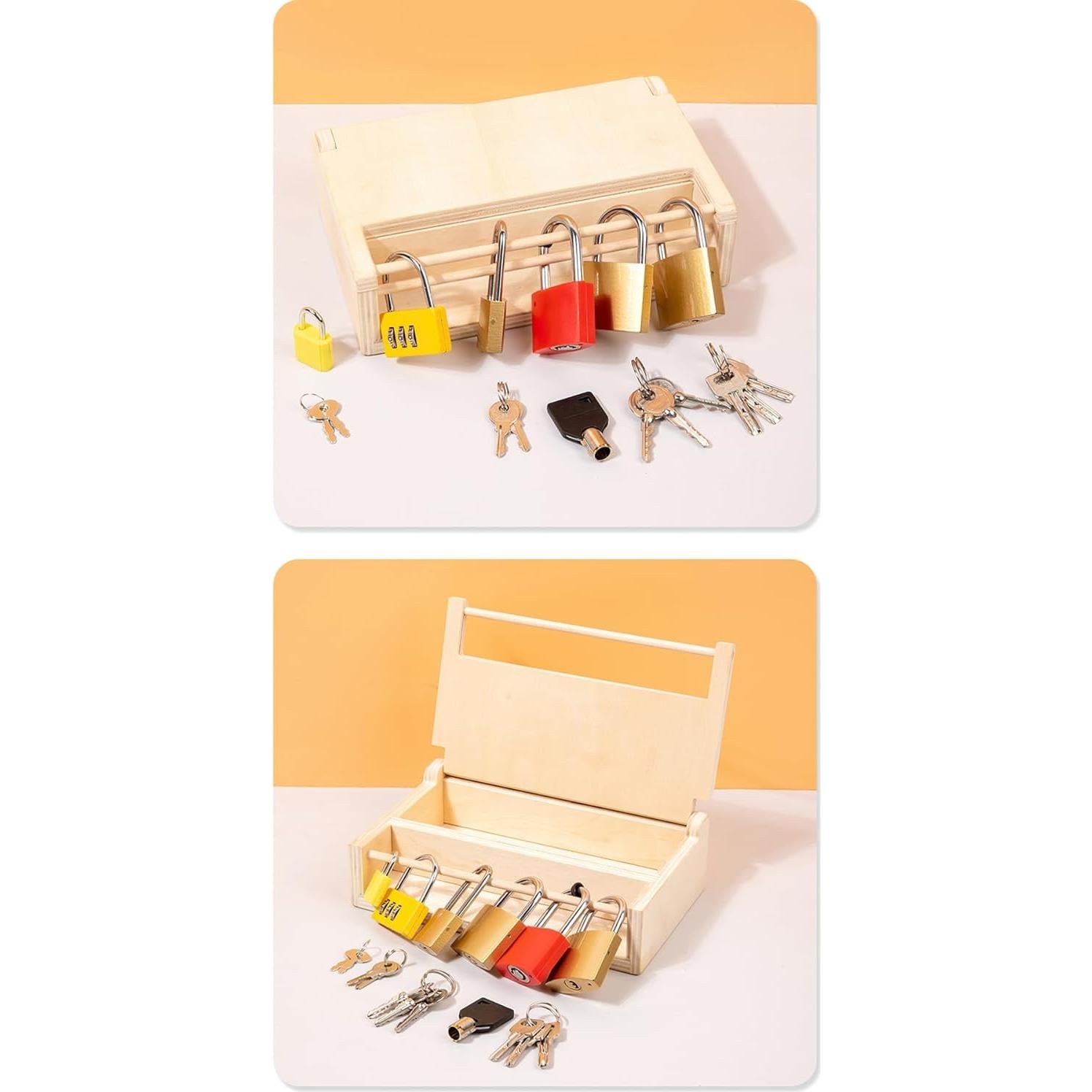 Juego de Llave y Cerradura Montessori MIKNEKE - 6 Cerraduras