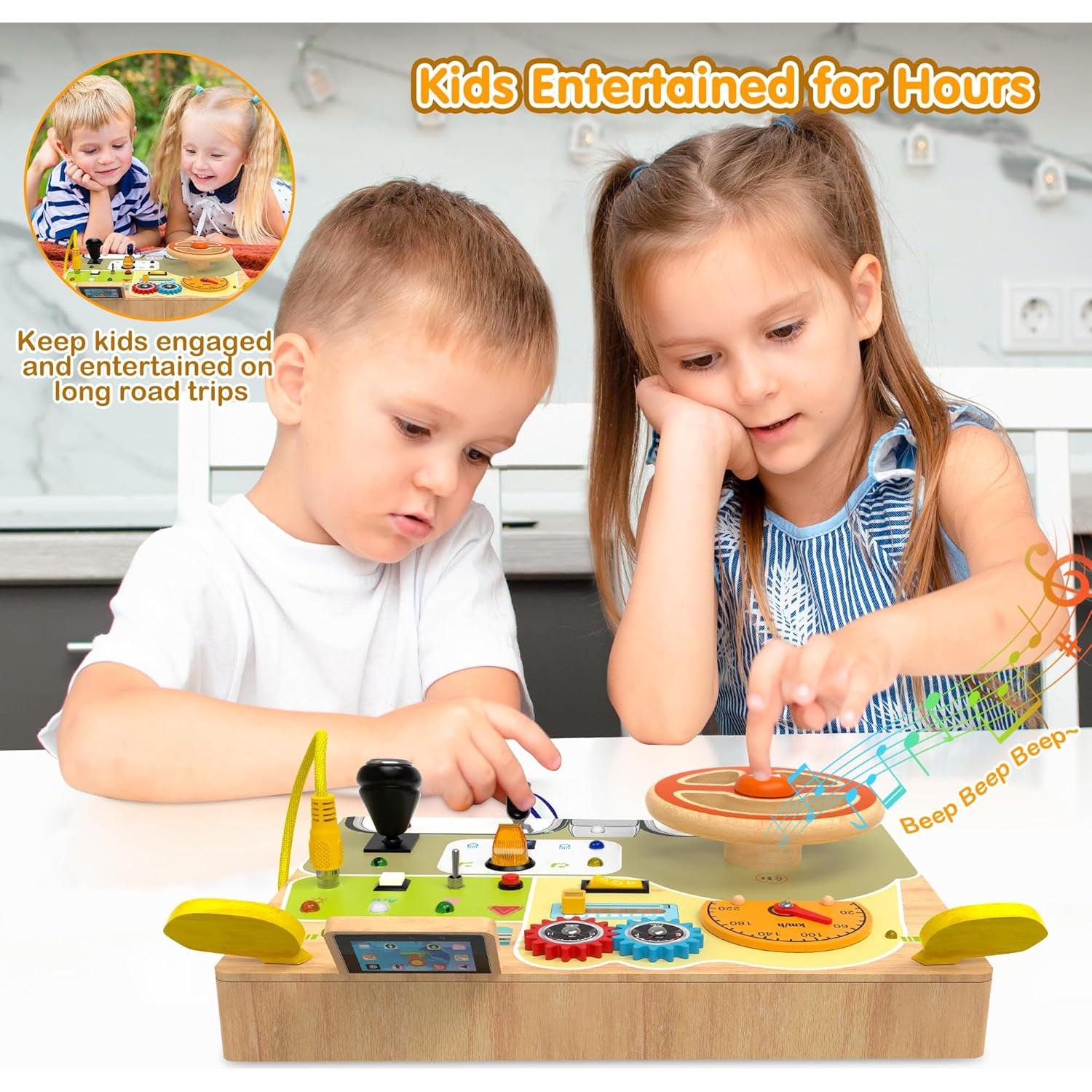 Tablero de Actividades Montessori JGOBUB - Juguete Educativo de Madera para Niños 3+ Años