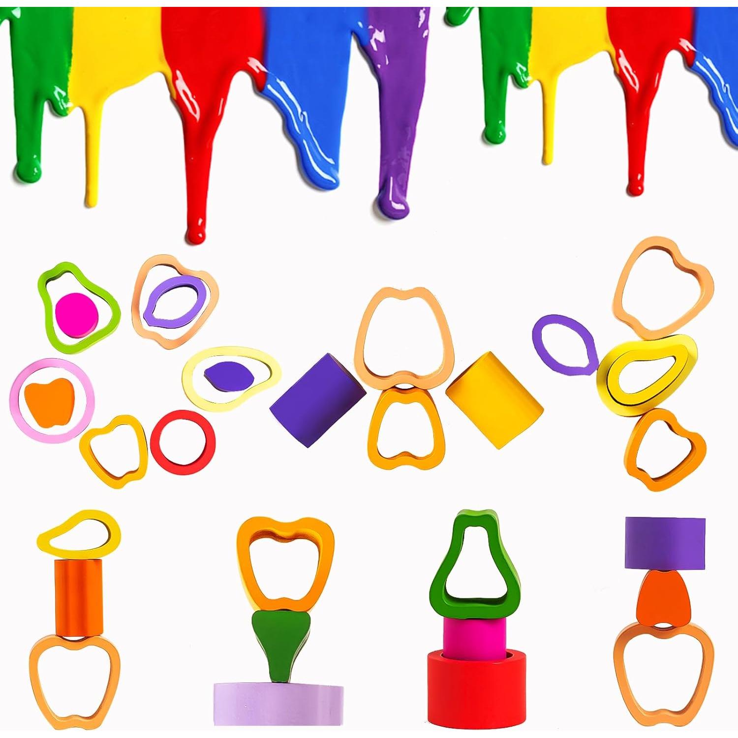 Juguete Montessori Symdiro Clasificador y Apilador de Madera 29x6x5.5cm