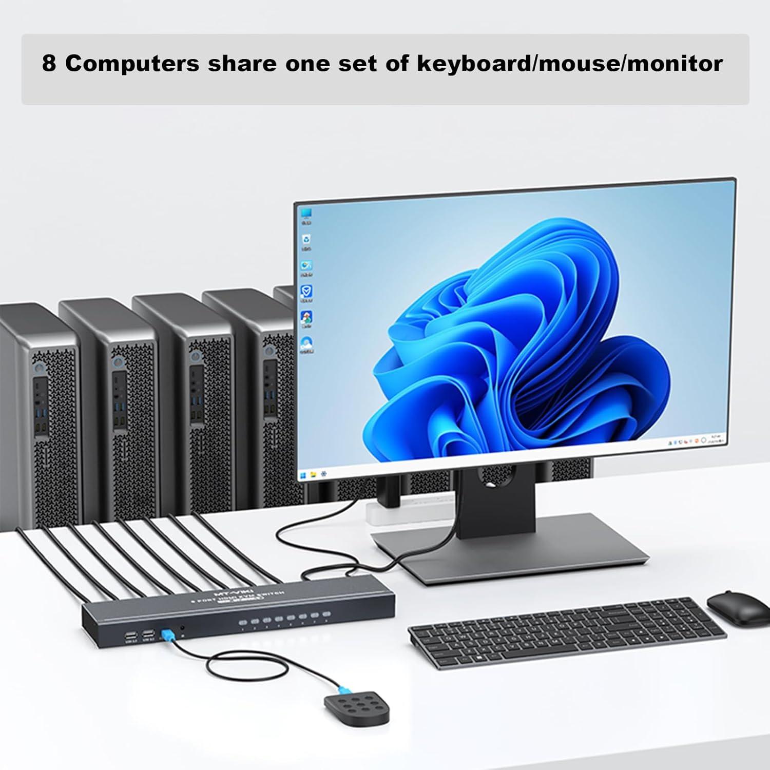 Switch KVM HDMI 8 Puertos MT-VIKI 4K 30Hz con Cables