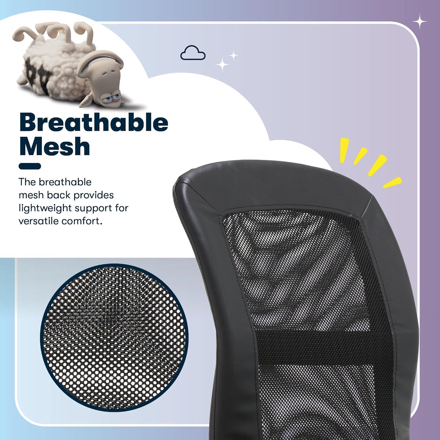 Silla de Tarea Sin Brazos Serta Essential, Negro, Ajustable