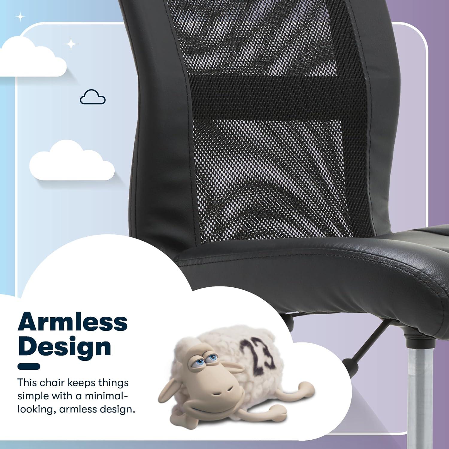 Silla de Tarea Sin Brazos Serta Essential, Negro, Ajustable