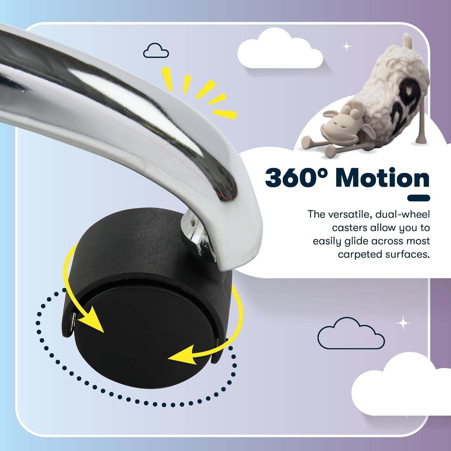 Silla de Tarea Sin Brazos Serta Essential, Negro, Ajustable